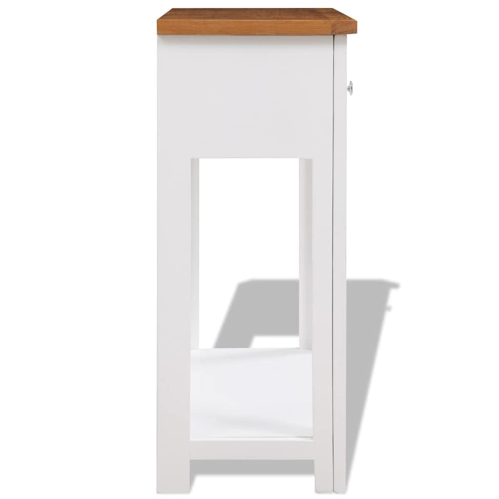 Solid Oak Wood Console Table with Drawers W344577