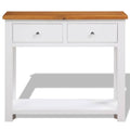 Solid Oak Wood Console Table with Drawers W344577