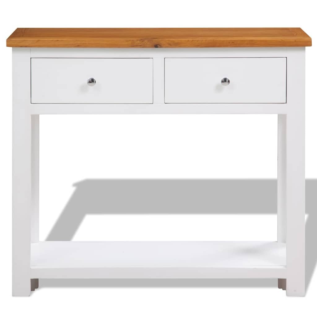 Solid Oak Wood Console Table with Drawers W344577