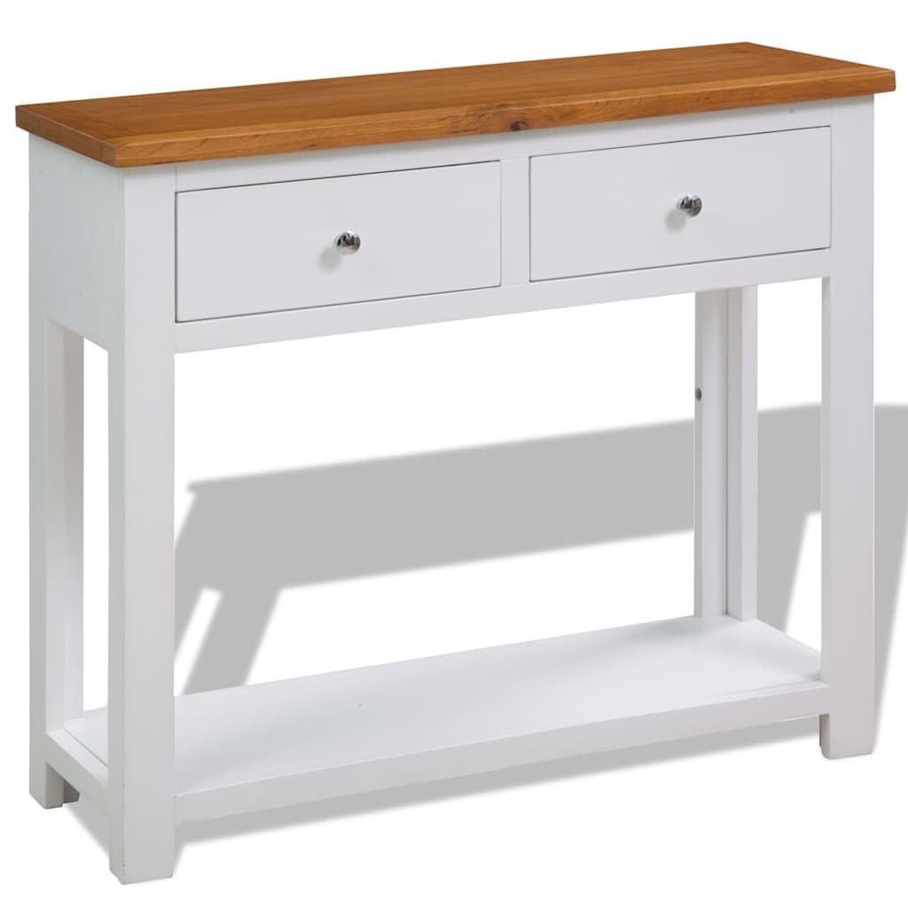 Solid Oak Wood Console Table with Drawers W344577