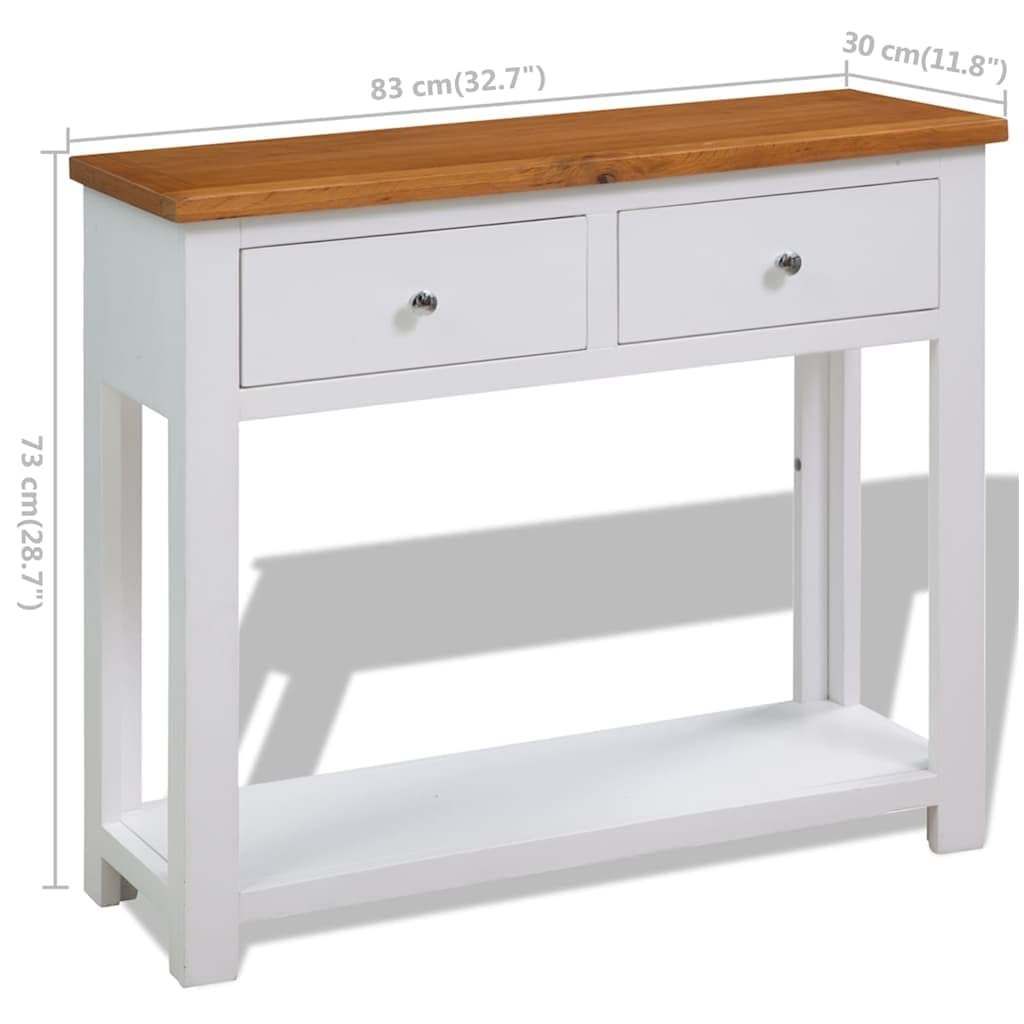 Solid Oak Wood Console Table with Drawers W344577