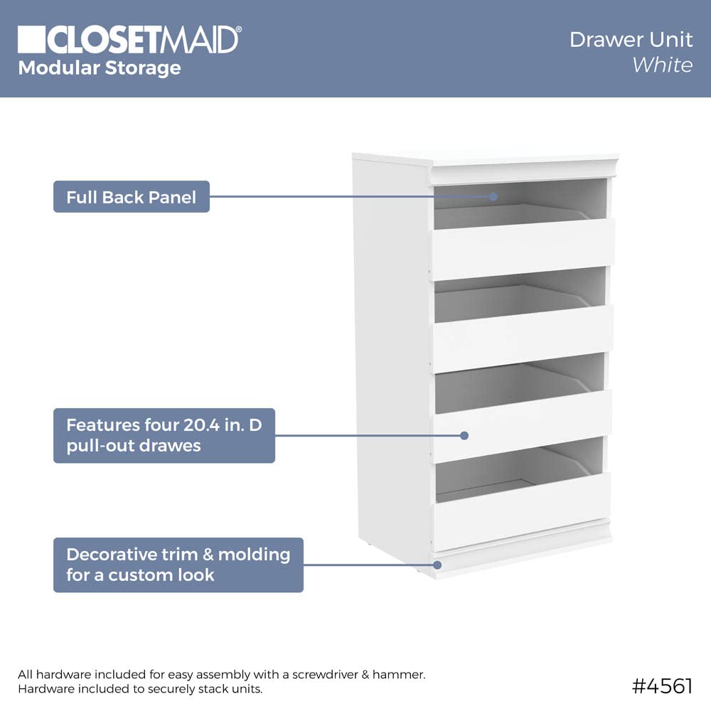 White 4 Drawer Wood Modular Storage Unit H73904
