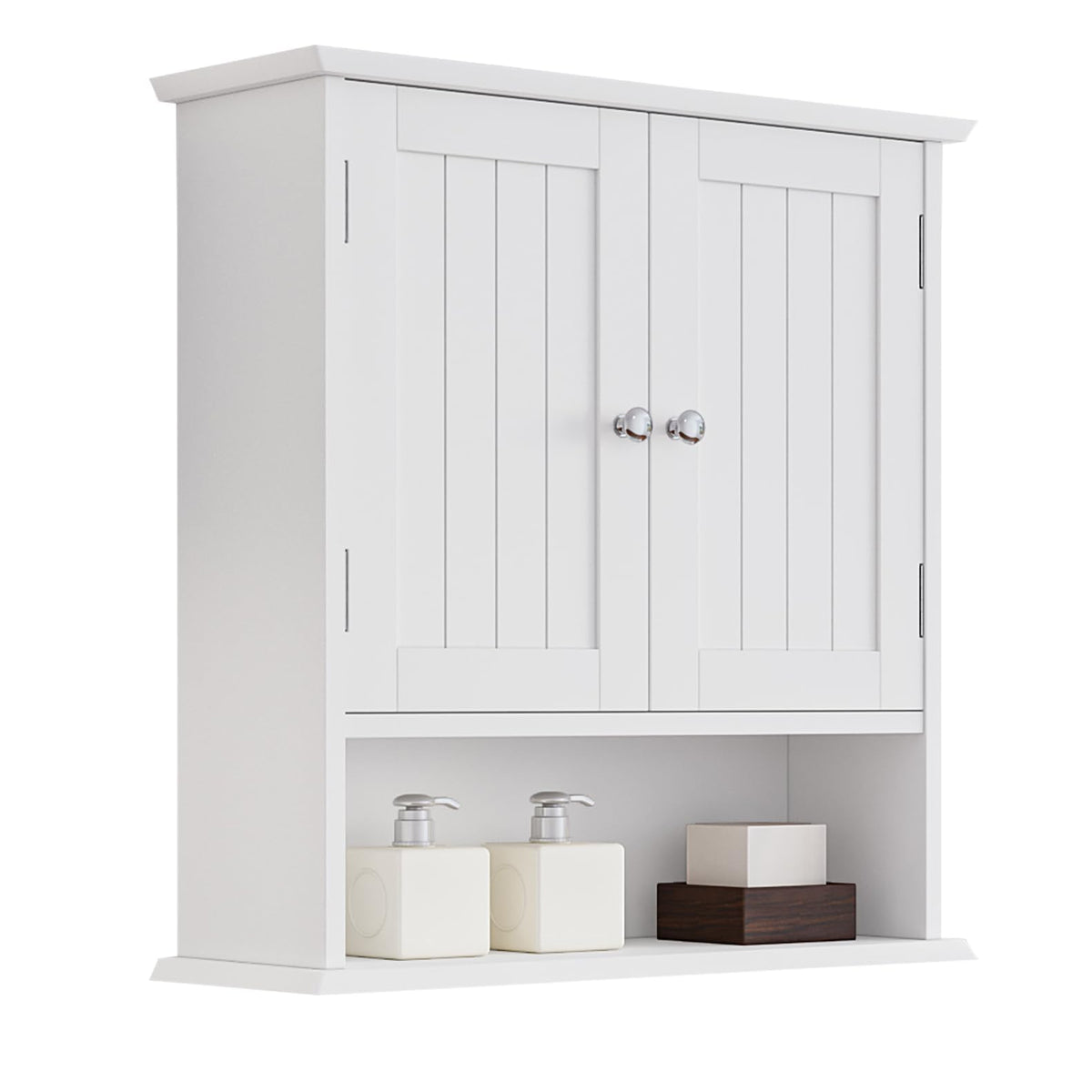 Wall Mount Bathroom Cabinet with 2 Doors and Open Shelf O2261