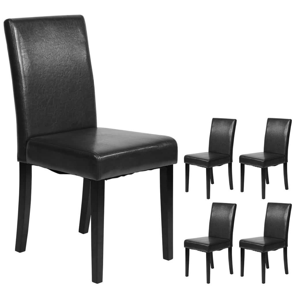 Black Faux Leather Upholstered Dining Chairs Set of 4 A90248