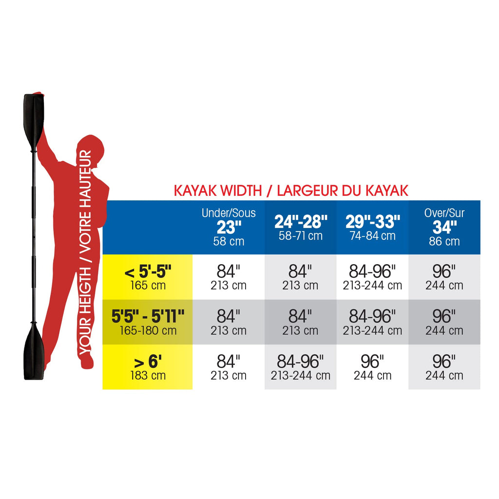 96” Fiberglass Reinforced Nylon Kayak Paddle N799