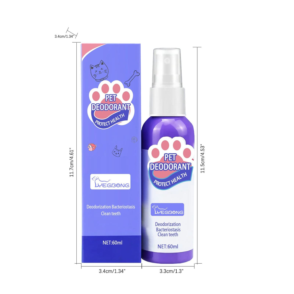 Pet Breath Freshen Spray 60ml Oral Hygiene Solution for Dogs & Cats Q74213