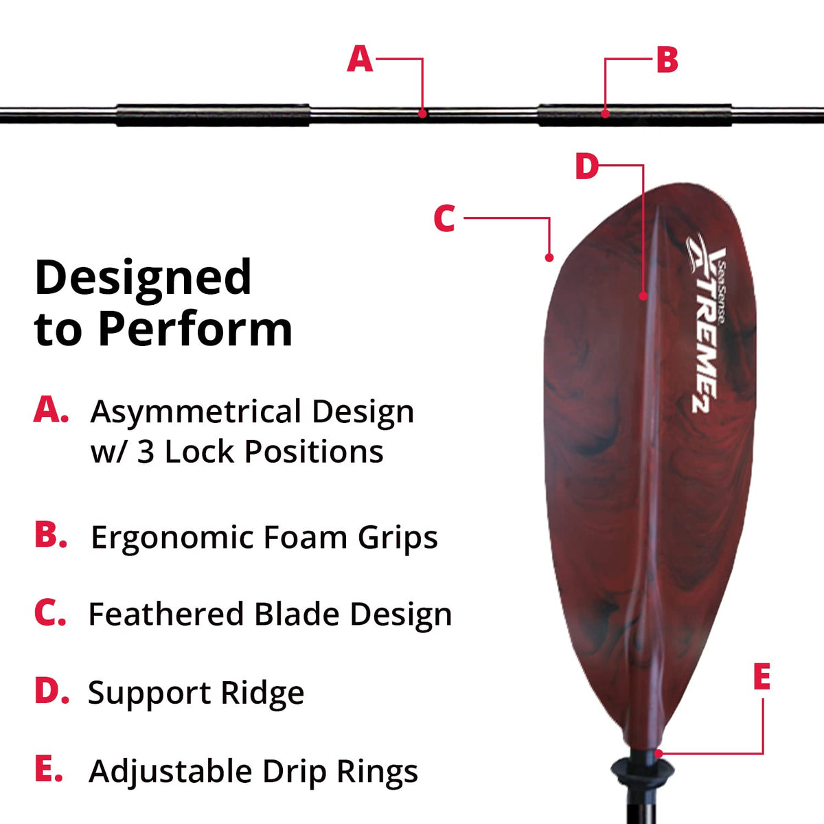 96” Fiberglass Reinforced Nylon Kayak Paddle N799