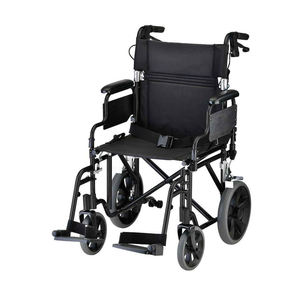 Lightweight Transport Chair with Locking Hand Brakes, Black O121525