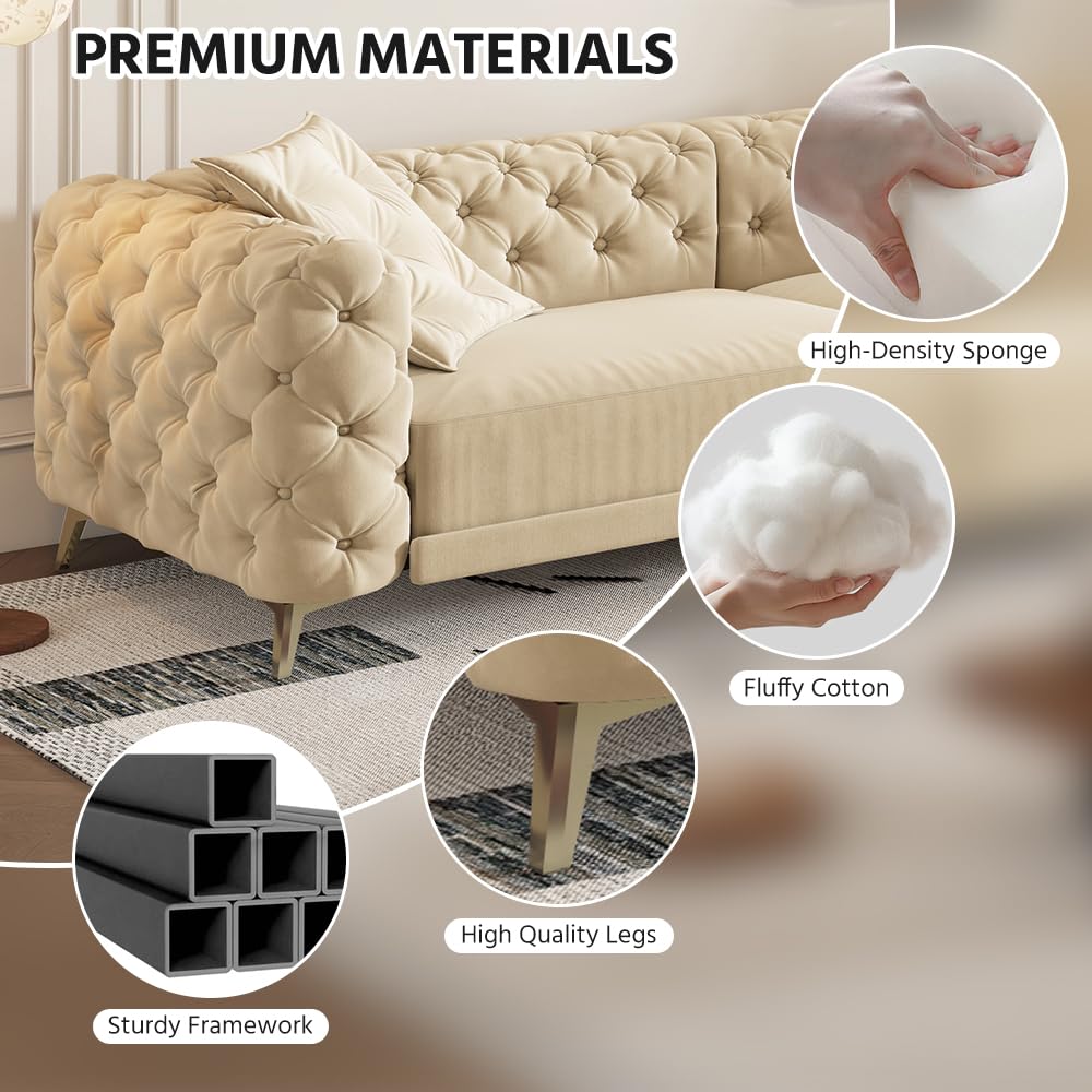 Velvet 3-in-1 Convertible Sleeper Sofa with Movable Ottoman W62244