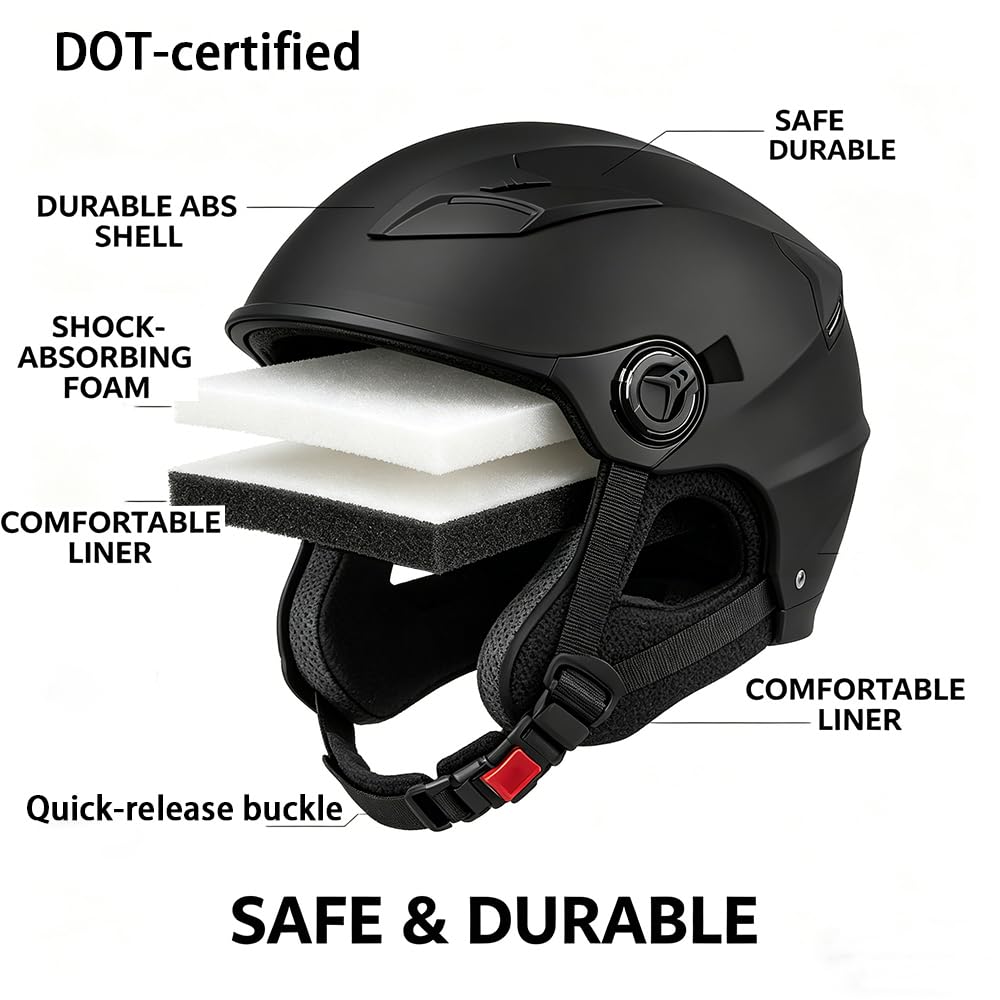 3/4 Open Face Motorcycle Helmet with Double Visor G535462