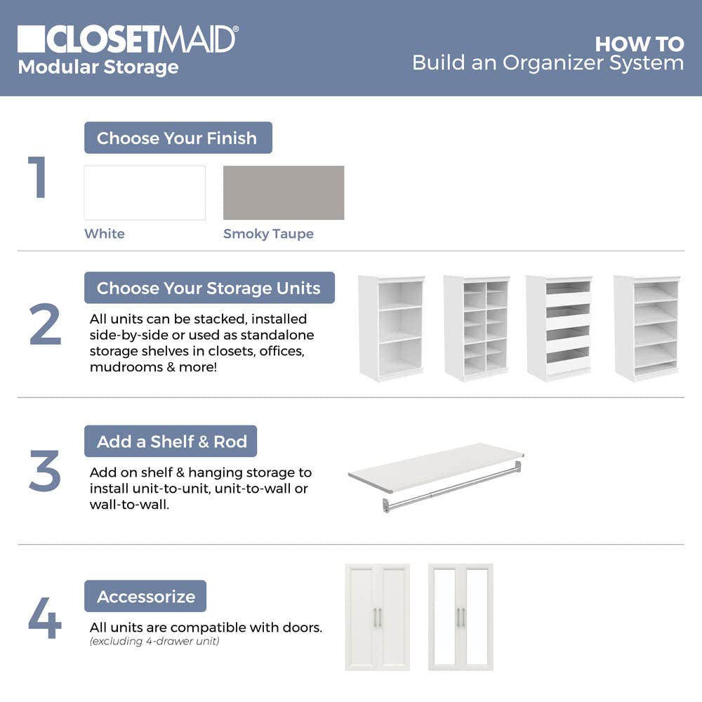 White 4 Drawer Wood Modular Storage Unit H73904