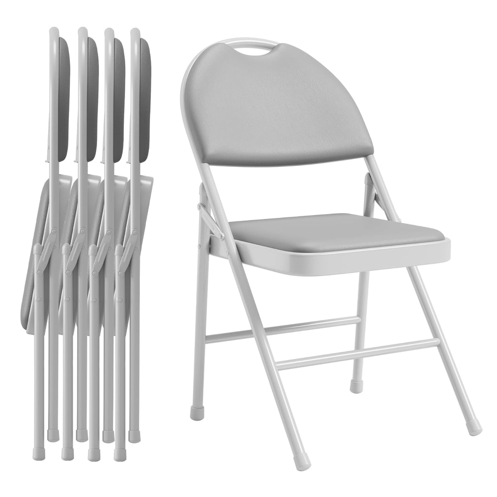 4-Pack Padded Folding Chairs Grey T3296