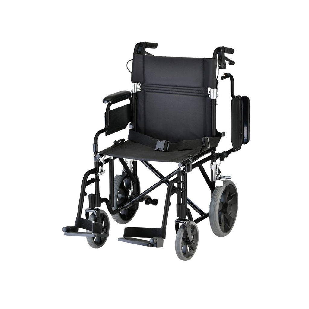 Lightweight Transport Chair with Locking Hand Brakes, Black O121525