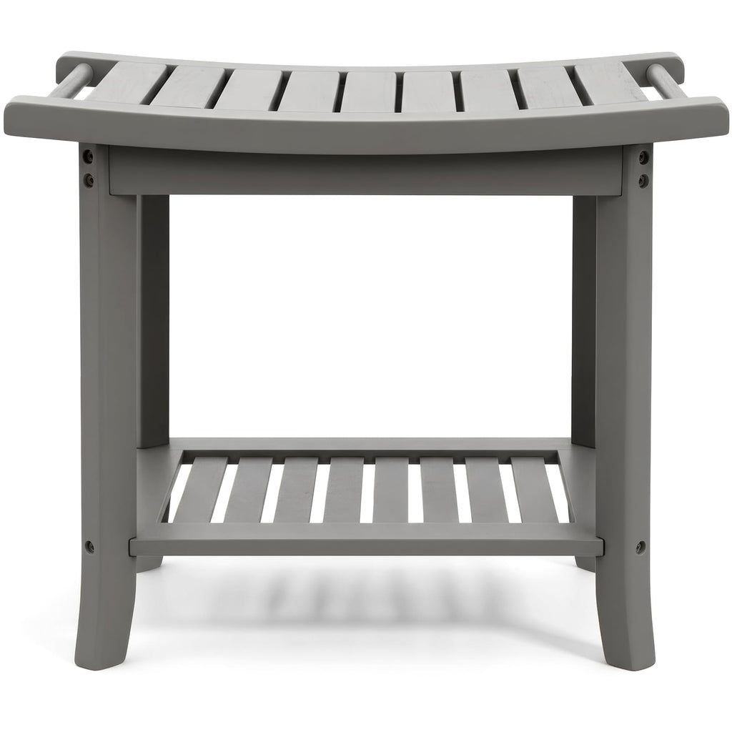 Teak Shower Bench with Storage Shelf J533608