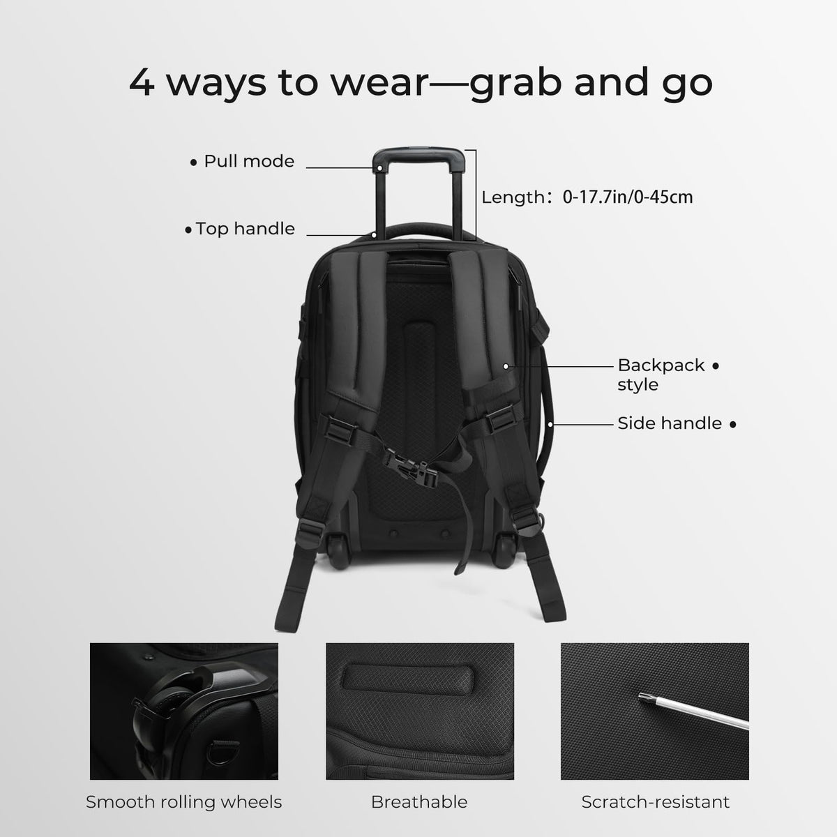 Rolling Backpack Travel with Lock USB C Port P937