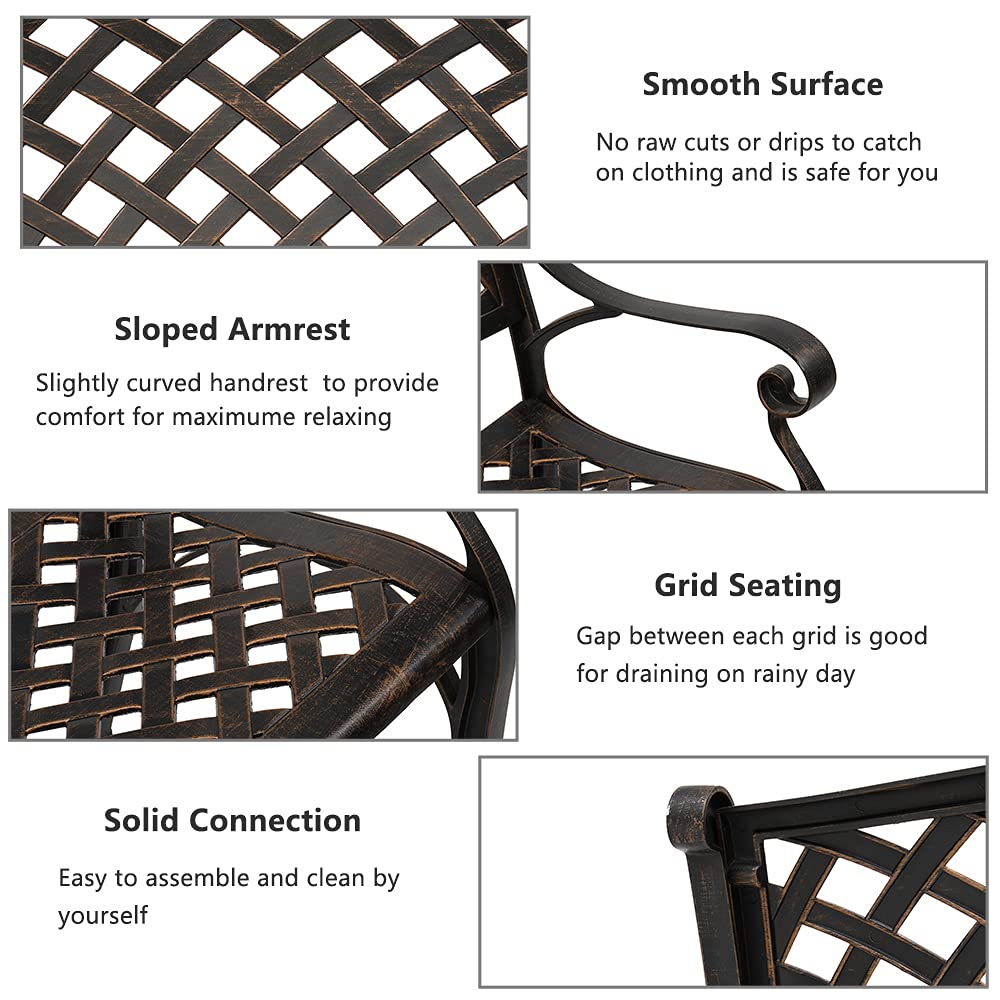 40.5" Antique Black Cast Aluminum Outdoor Bench with Mesh Backrest R230
