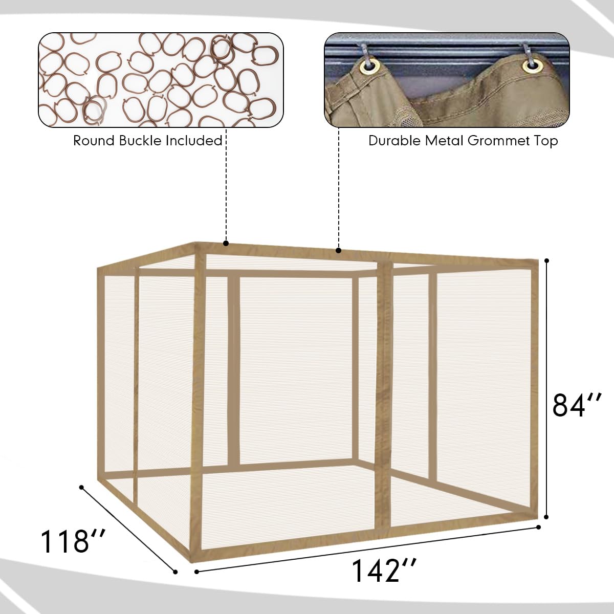 Beige 10 x 12 FT Mosquito Netting T224962