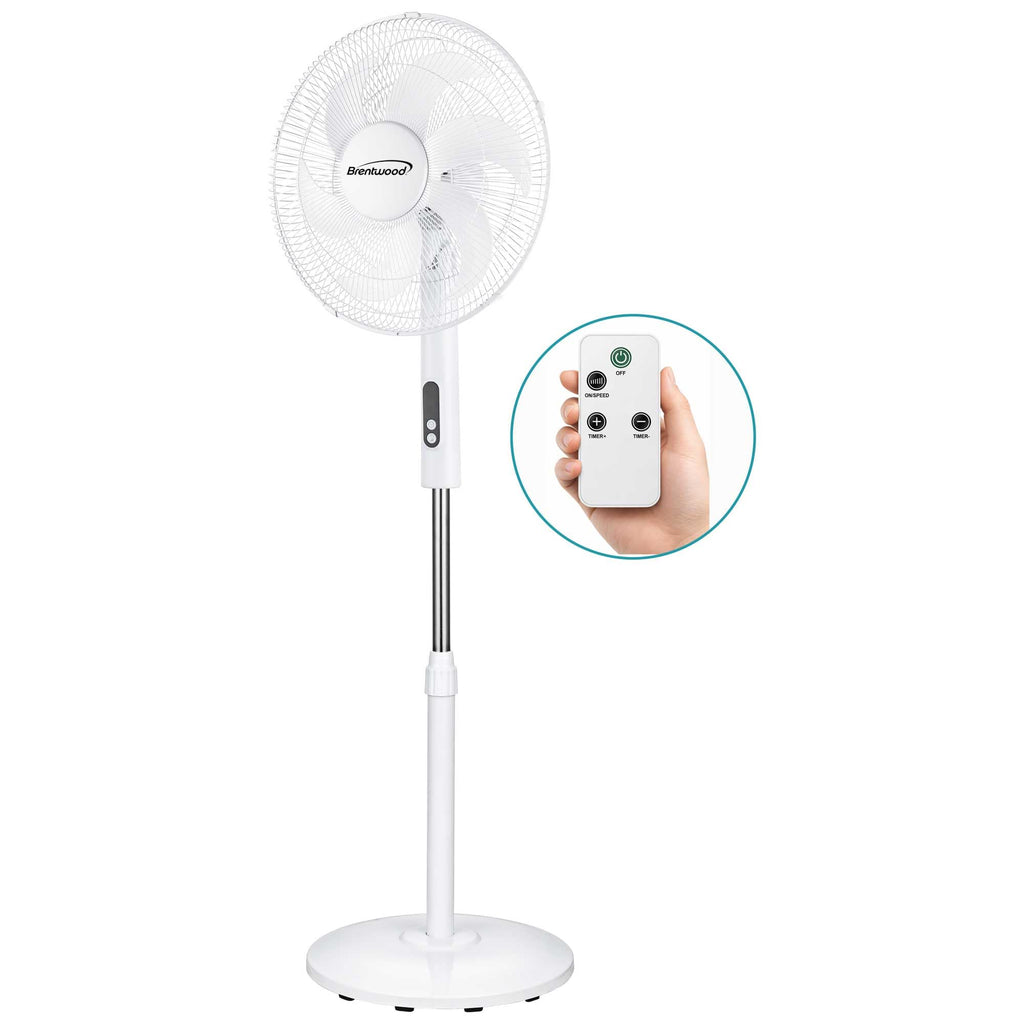 16” Oscillating Stand Fan with Remote, White G300