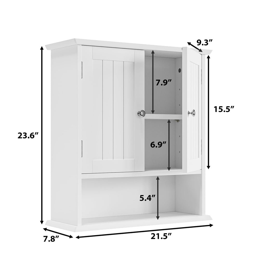 Wall Mount Bathroom Cabinet with 2 Doors and Open Shelf O2261