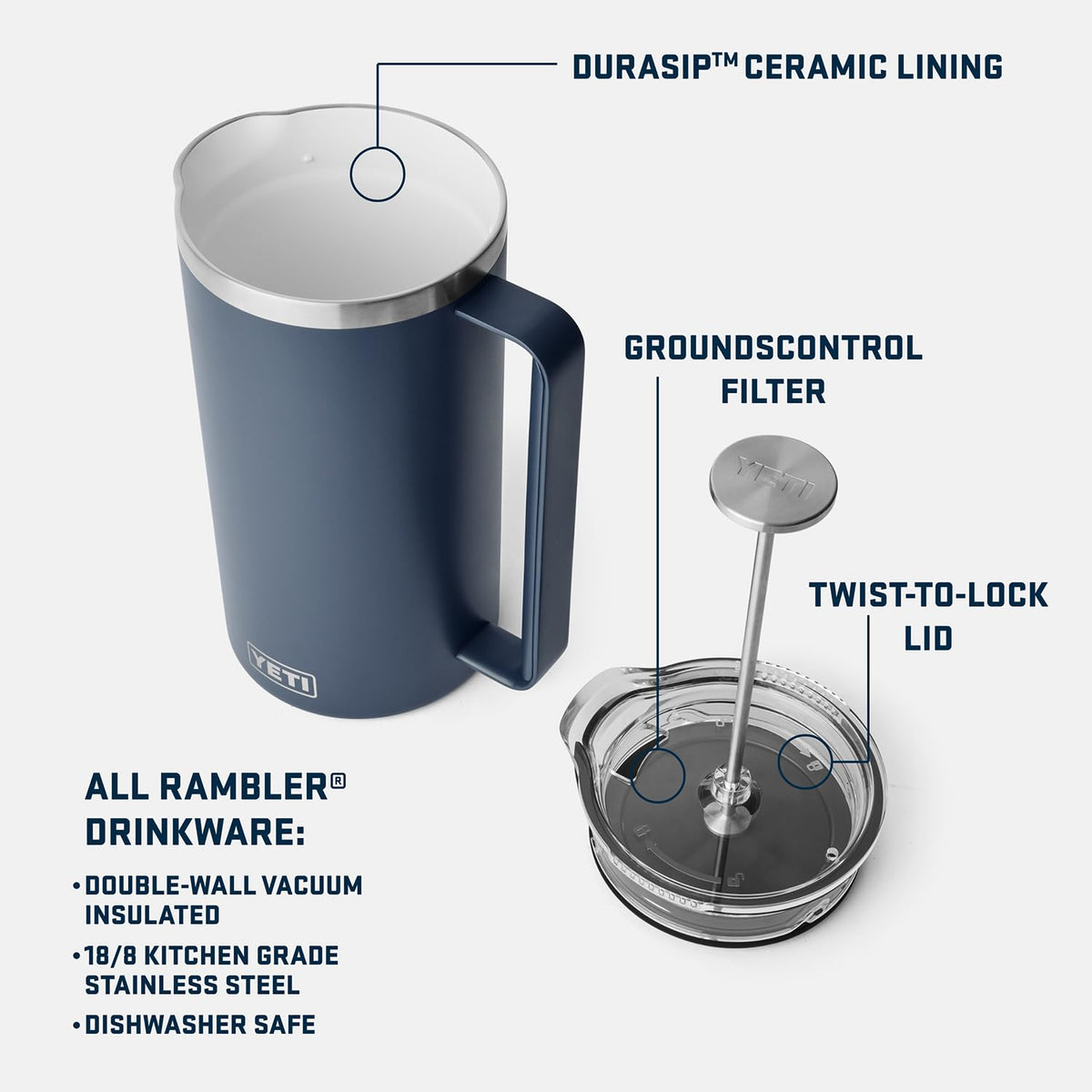 34 oz Stainless Steel French Press Coffee Maker Q350