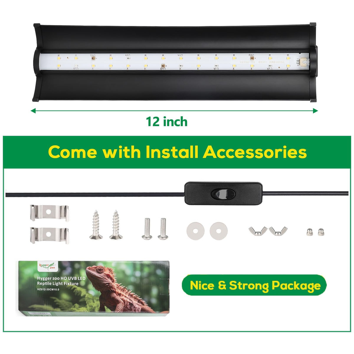 10W UVB Reptile Light Fixture 12 Inch M958