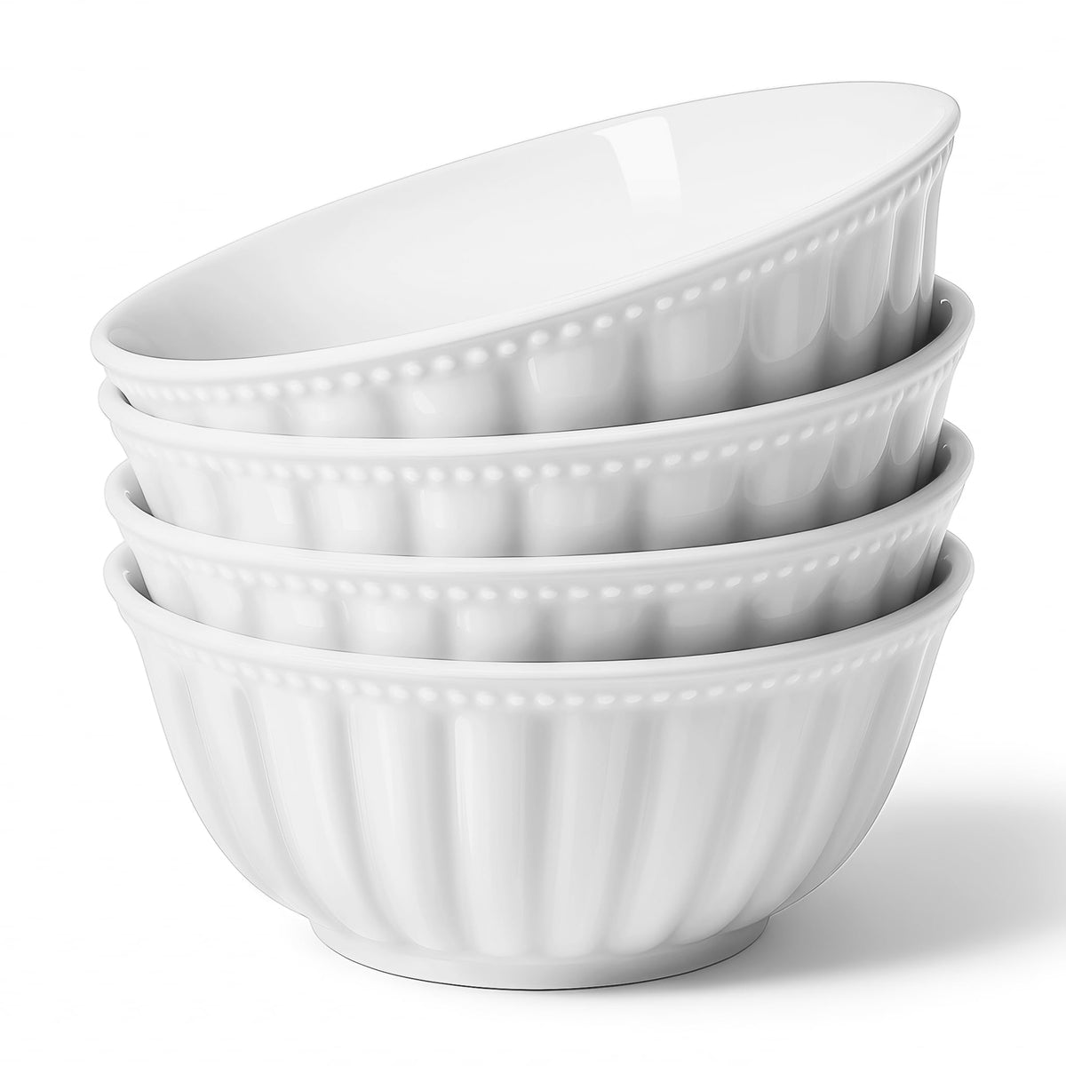 White Ceramic Soup Bowls Set of 4 G36913