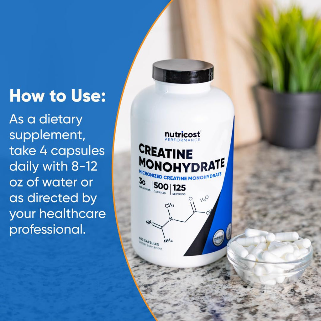 Micronized Creatine Monohydrate 3,000mg 500 Capsules I15112