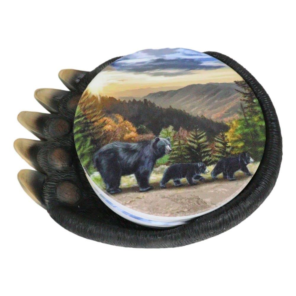 Black Bear Coaster Holder with 4 Coasters Set L511668