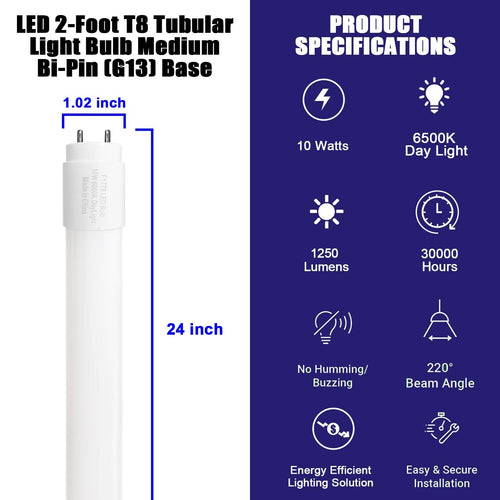 24 Inch 10W LED Tube Light Bulb 6 Pack L323146