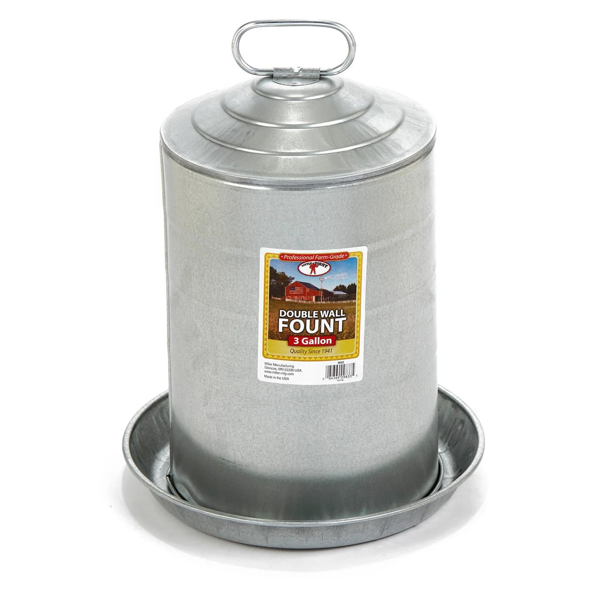 Double Wall Metal Poultry Waterer 3 Gallon Q6276