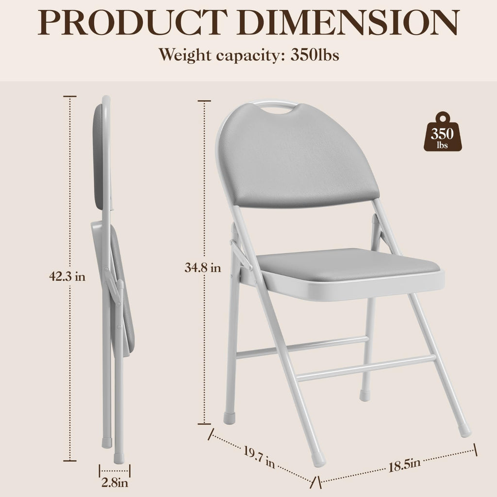 4-Pack Padded Folding Chairs Grey T3296