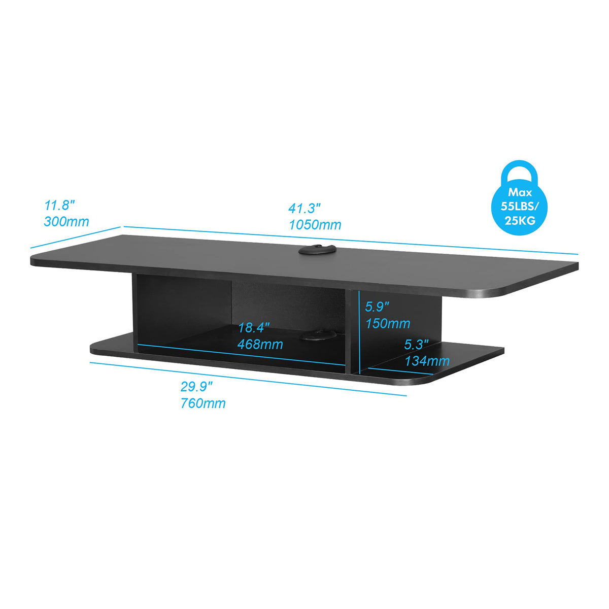 Black Floating TV Stand up to 55 Inch N2150