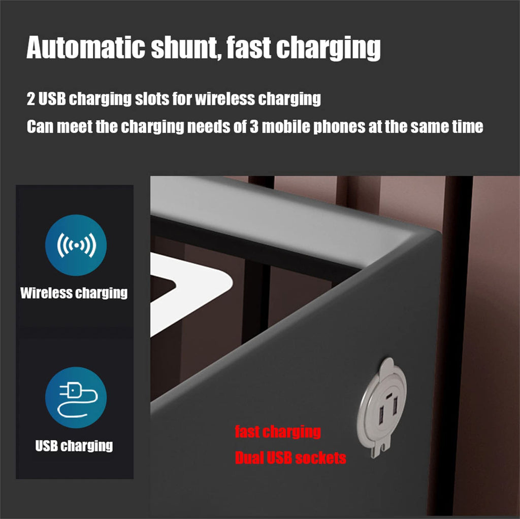 White Nightstand with Charging Station and Bluetooth Speaker F87054