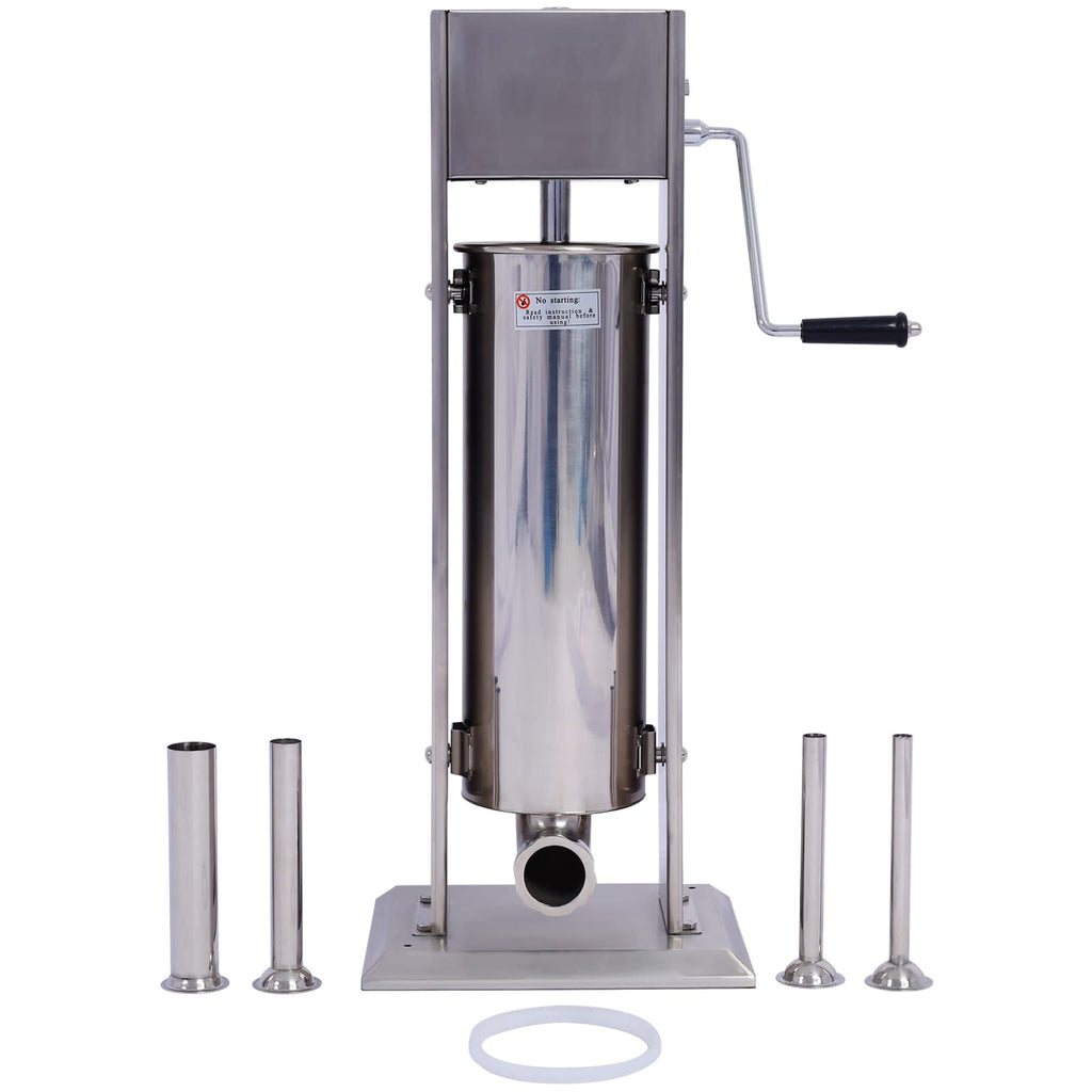 15LB Stainless Steel Vertical Sausage Stuffer with 4 Nozzles B1410