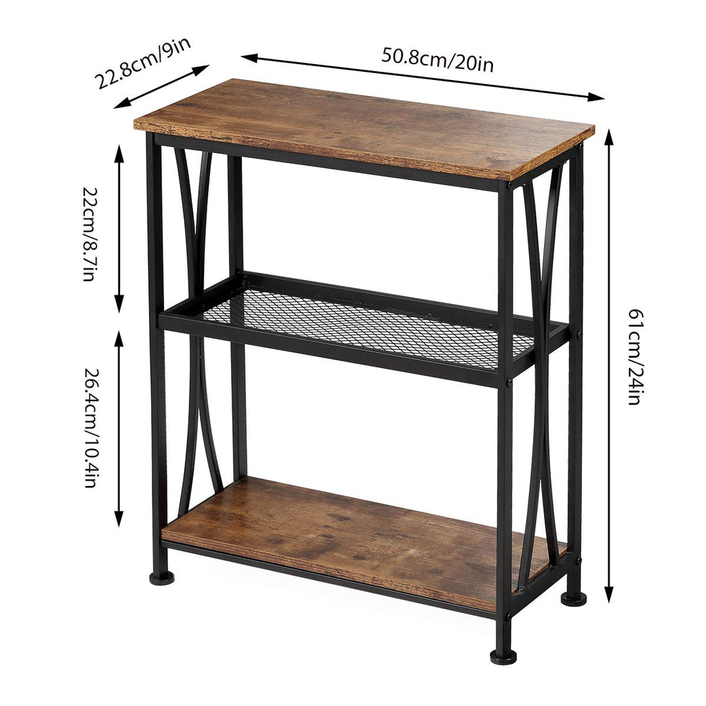 Narrow 3-Tier Side Table with Storage Shelves Z7035