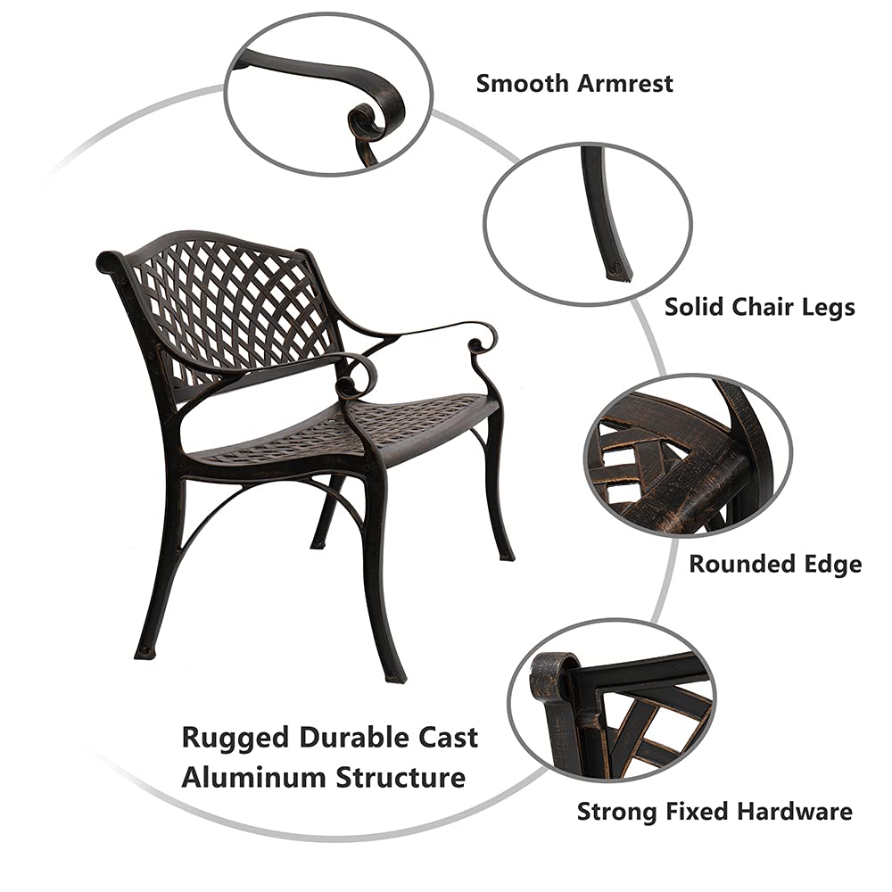 40.5" Antique Black Cast Aluminum Outdoor Bench with Mesh Backrest R230