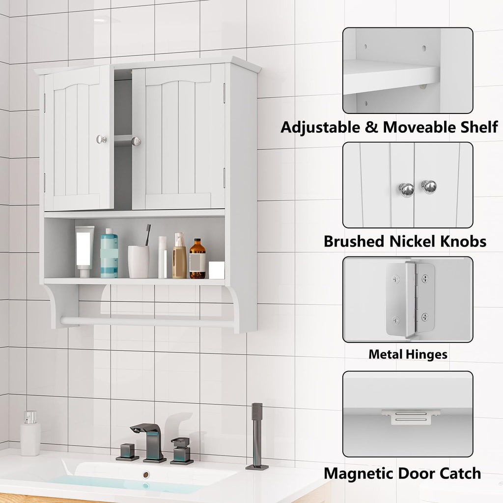 Wall Mount Bathroom Cabinet with 2 Doors and Open Shelf O2261
