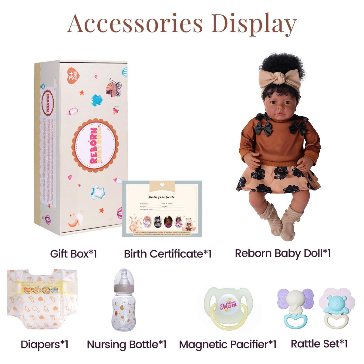20 Inch Black Baby Doll with Play Set E551739