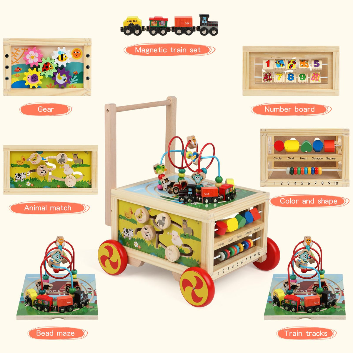Wooden 7-in-1 Activity Cube U237