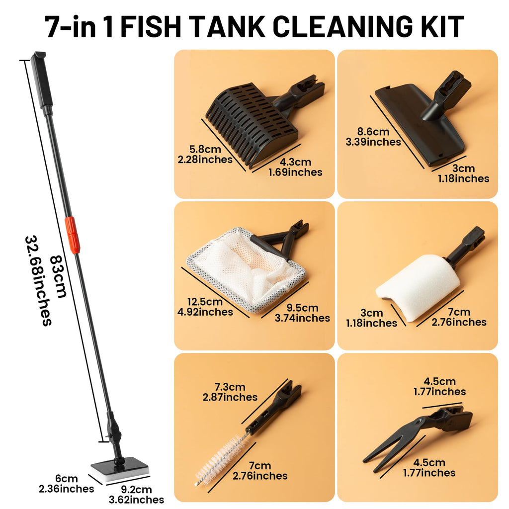 Aquarium Glass Cleaner, 7 in 1 Algae Remover O6200