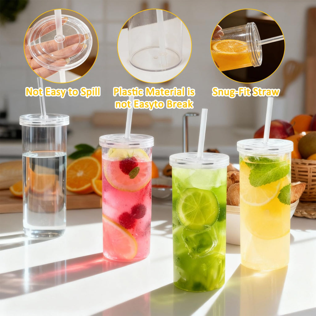 20oz Drinking Jars with Lids and Straws 2 Pack Clear Reusable C71413