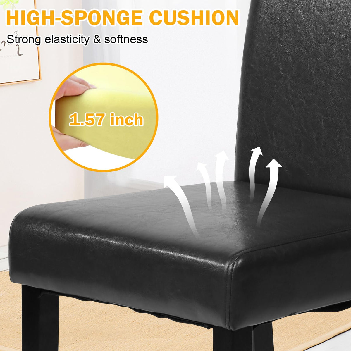 Black Faux Leather Upholstered Dining Chairs Set of 4 A90248