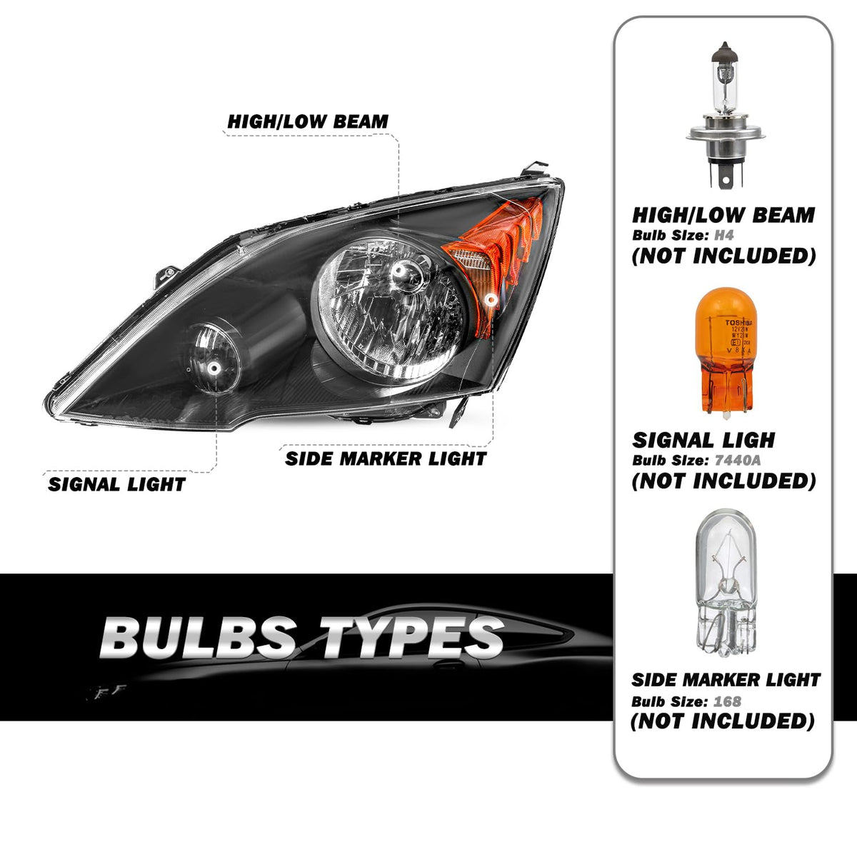 Black Headlight Replacement A25284