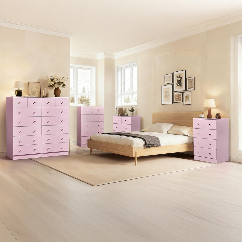 Pink 6 Drawer Dresser E6892