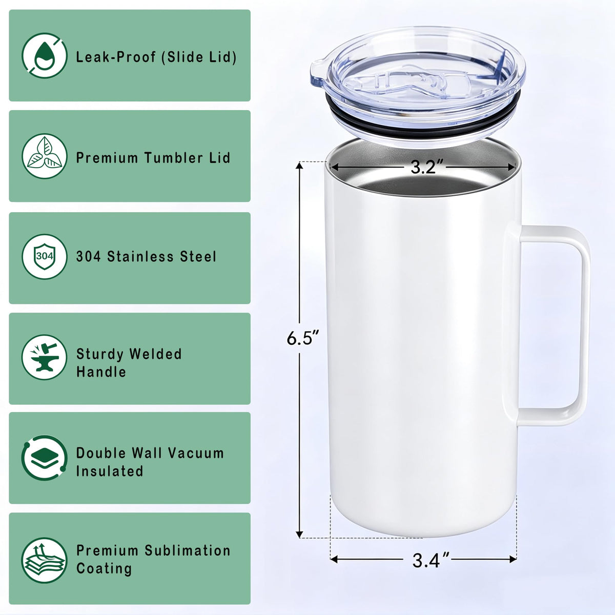 6 Pack 24 oz Sublimation Tumblers A373