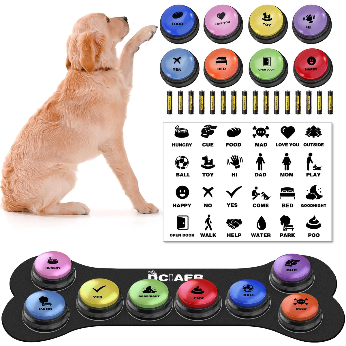 8 Recordable Sound Buttons Dog Training Toy H66616