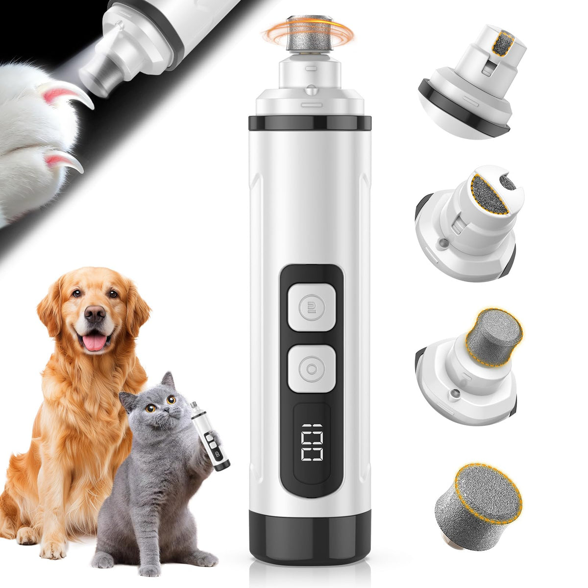 Electric 3 Speeds Dog Nail Grinder with Lights K919
