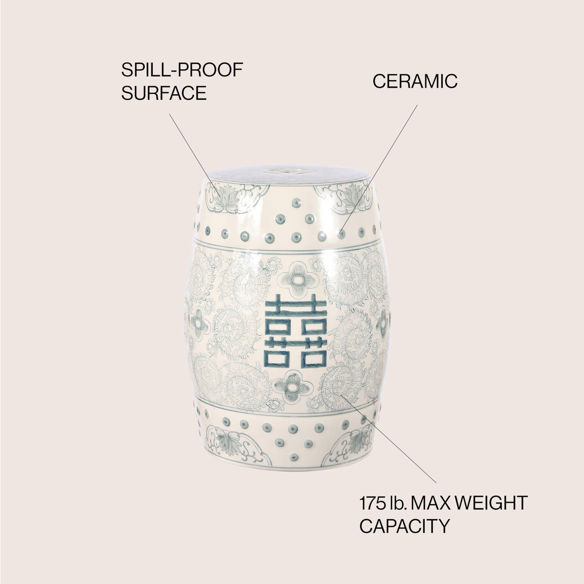 Ceramic Garden Stool 18" Table N681