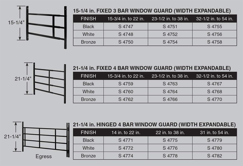 Adjustable 4-Bar Window Security Grill O299