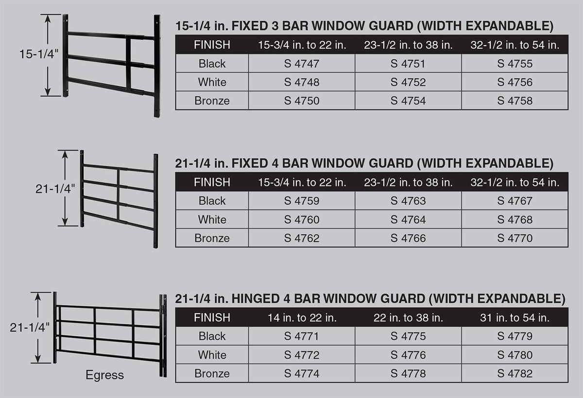 Adjustable 4-Bar Window Security Grill O299